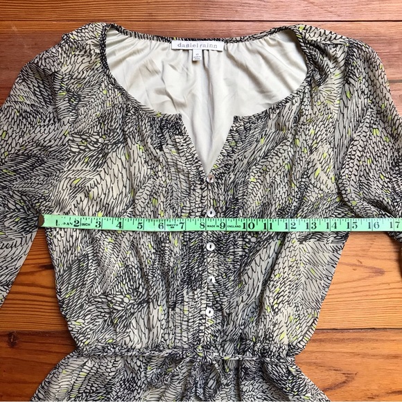 Daniel Rainn Black Yellow Beige Gathered Waist Dress, EUC, XS - Picture 8 of 16